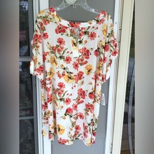 Women plus top size 2XL floral dressy blouse spring New lady church casual